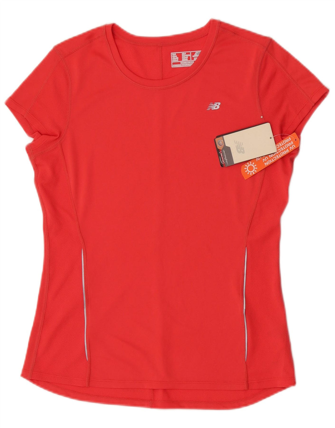 New Balance Dame T-Shirt Top UK 14 Stor Rød Polyester