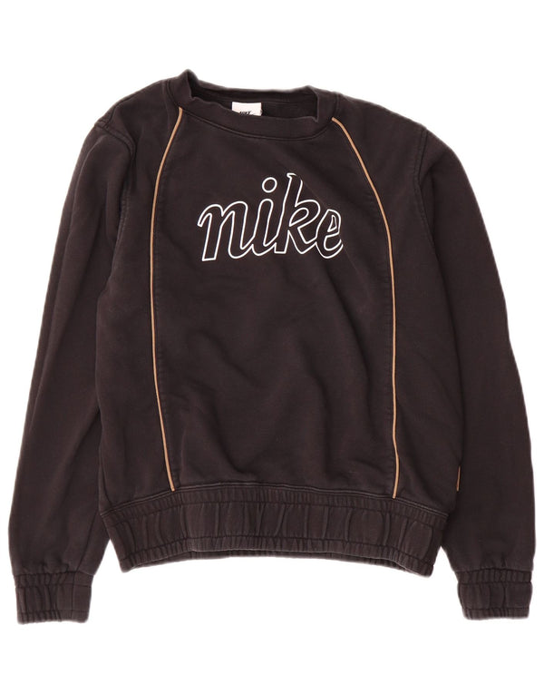 Nike Dame Grafisk Oversized Sweatshirt Jumper UK 6 XS Sort Bomuld