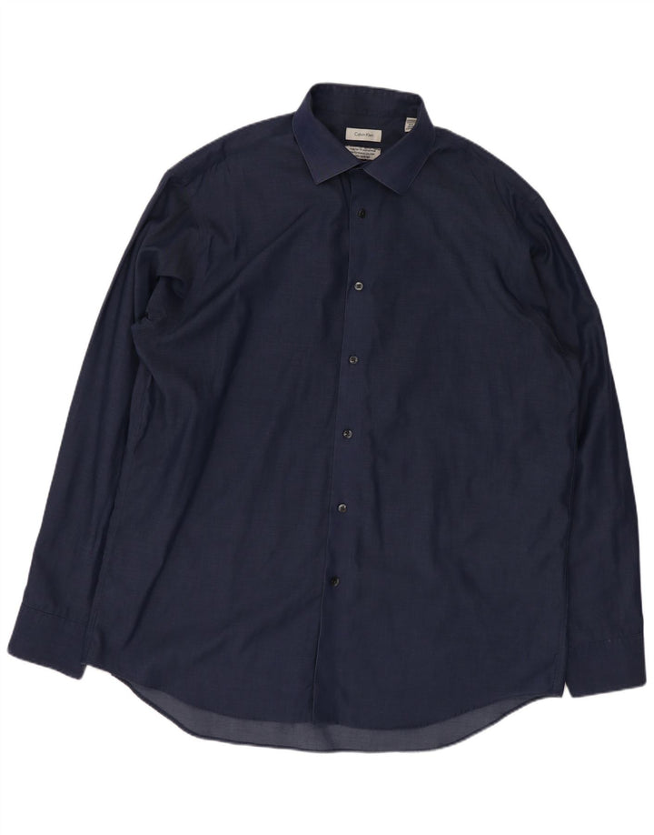 Calvin Klein Herre Regular Fit skjorte str. 16 1/2 Large Navy Blue