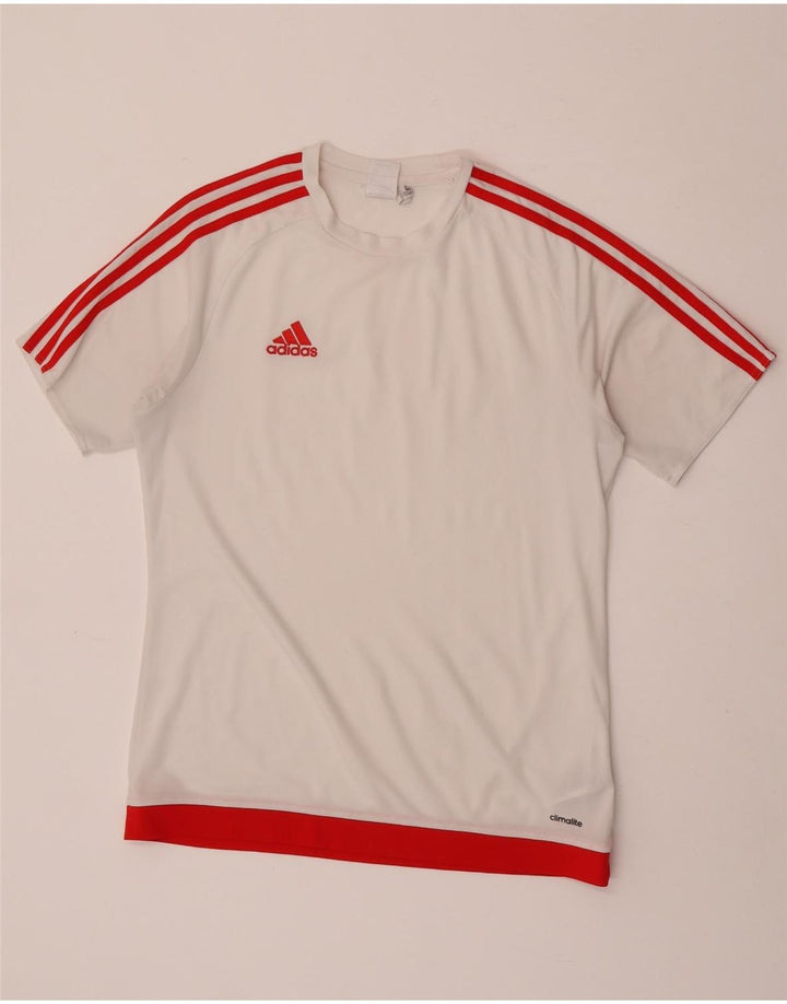Adidas Herre Climalite T-Shirt Top Medium White Colourblock Polyester