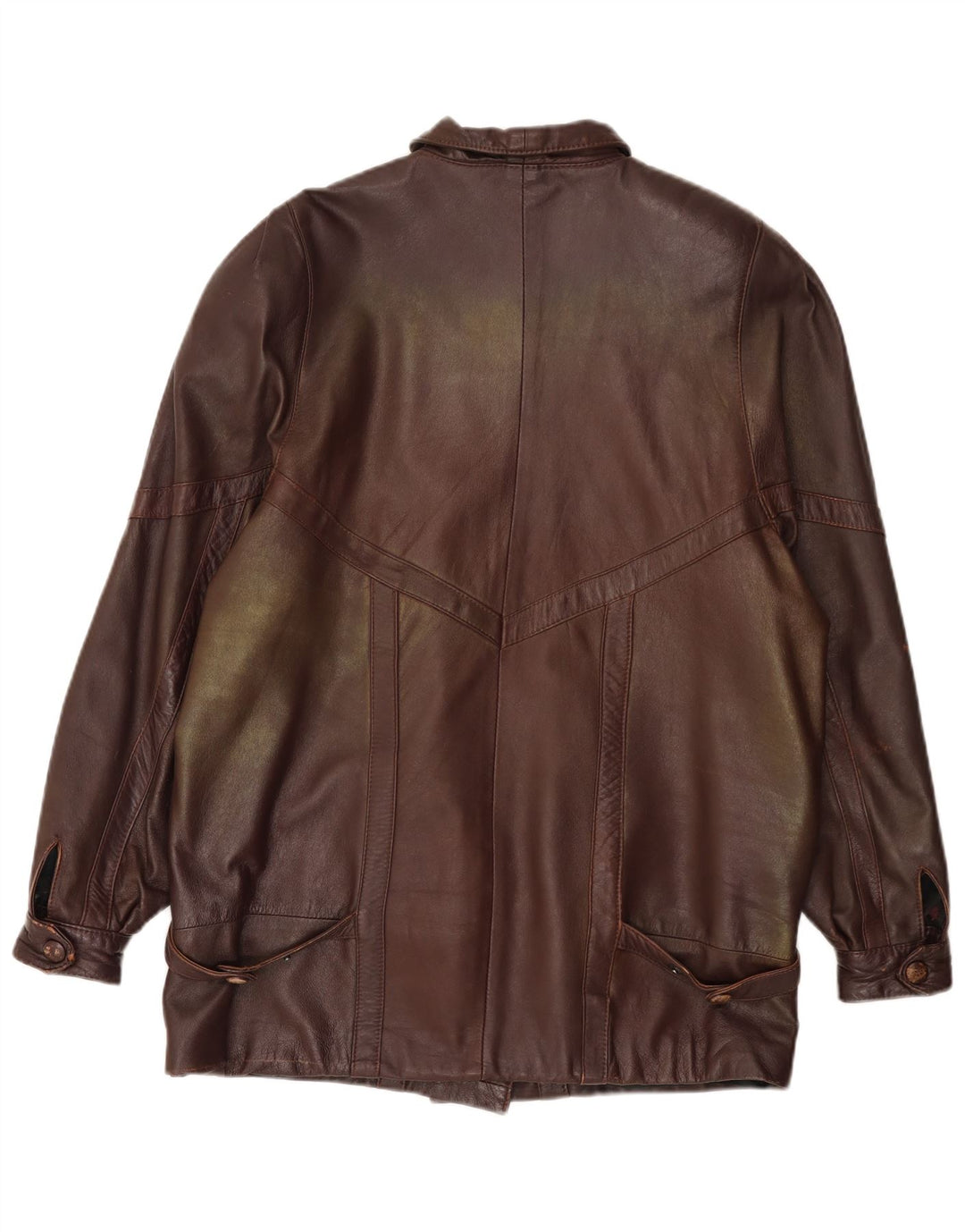 Vintage oversized læderfrakke til kvinder EU 40 medium brunt læder