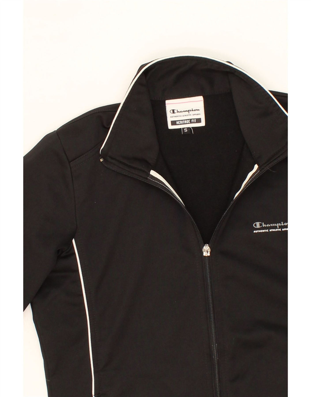 CHAMPION Womens Heritage Fit Tracksuit Top Jacket UK 10 Small Black Vintage Champion and Second-Hand Champion from Messina Hembry 