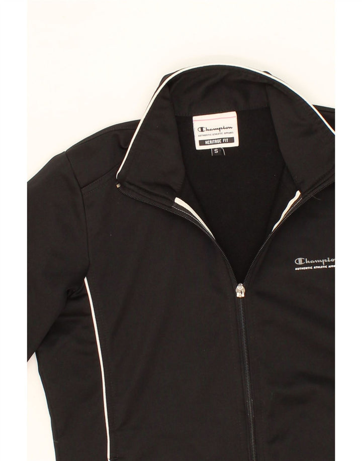 CHAMPION Womens Heritage Fit Tracksuit Top Jacket UK 10 Small Black Vintage Champion and Second-Hand Champion from Messina Hembry 
