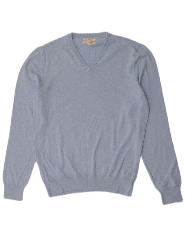 Marks & Spencer Herre V-hals sweater mellemblå bomuld