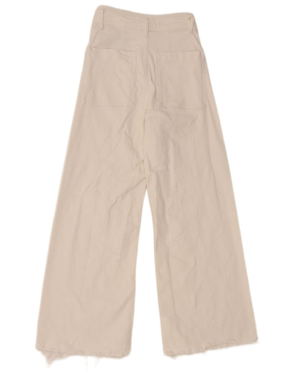 Zara Dame Jeans med brede ben EU 34 2XS W24 L27 Hvid Bomuld