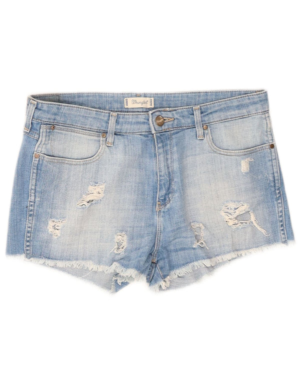 Wrangler Kvinde Kæreste Distressed Denim Shorts XS W29 Blå Bomuld
