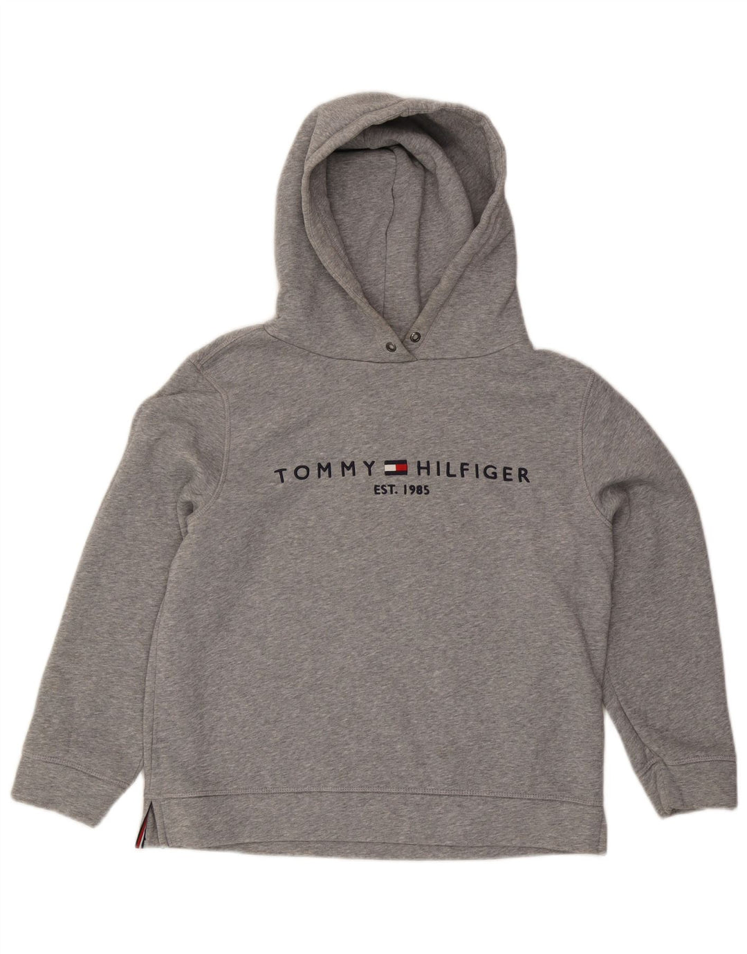 TOMMY HILFIGER oversized grafisk hættetrøje til kvinder UK 14 mellemgrå