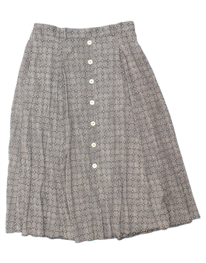 VINTAGE Womens Abstract Pattern A-Line Skirt IT 46 Large W32  Grey Viscose Vintage Vintage and Second-Hand Vintage from Messina Hembry 