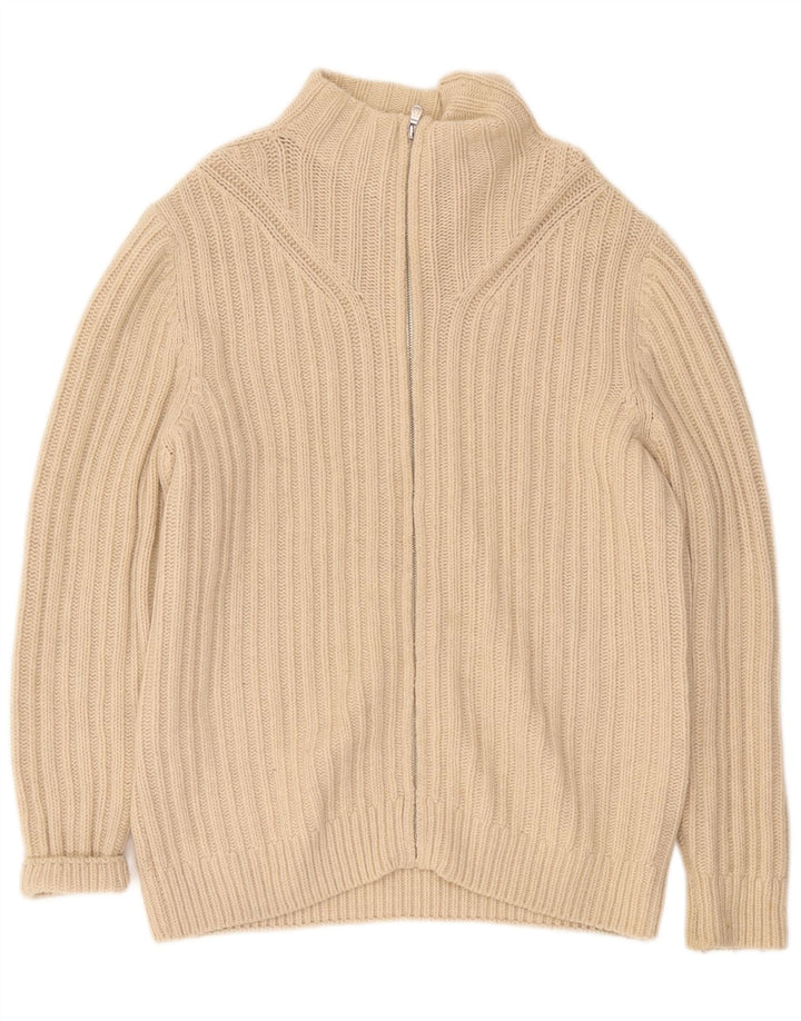 Fred Perry Herre cardigan sweater med fuld lynlås XL Beige Uld