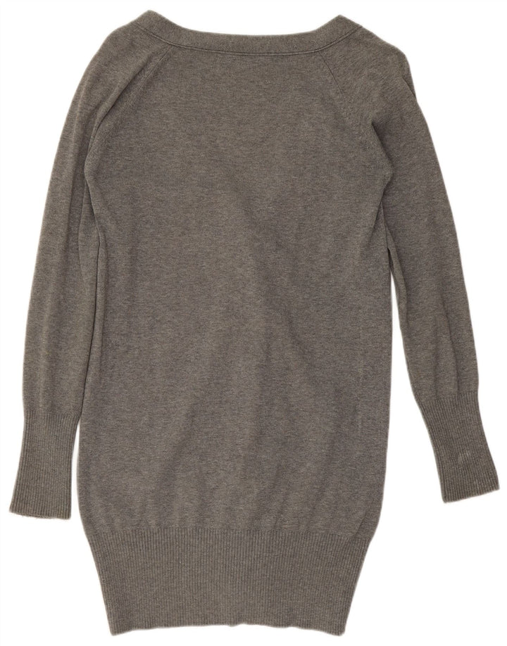 Zara Womens Longline Cardigan Sweater UK 12 Medium Grey Bomuld