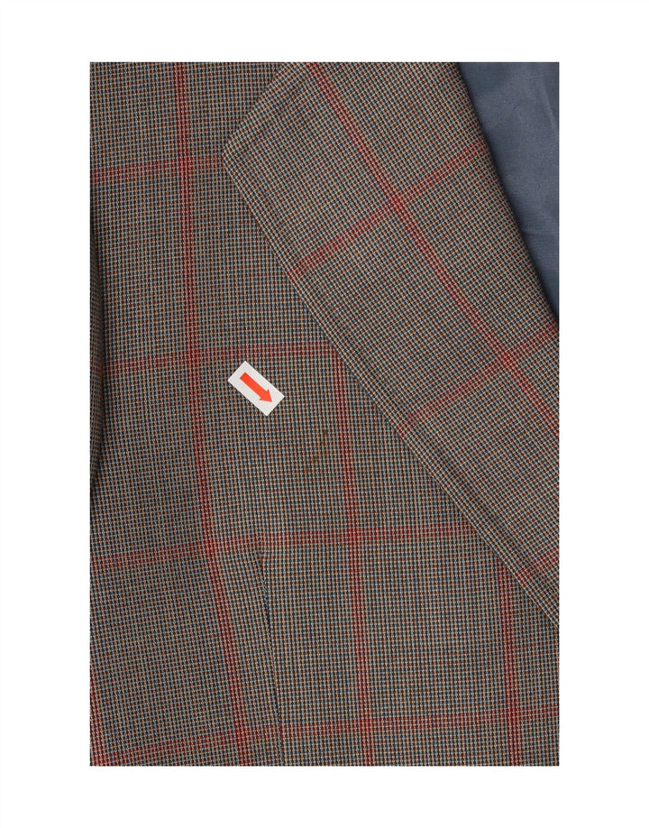 REDA Mens 2 Button Blazer Jacket UK 38 Medium Grey Check Virgin Wool Vintage Reda and Second-Hand Reda from Messina Hembry 