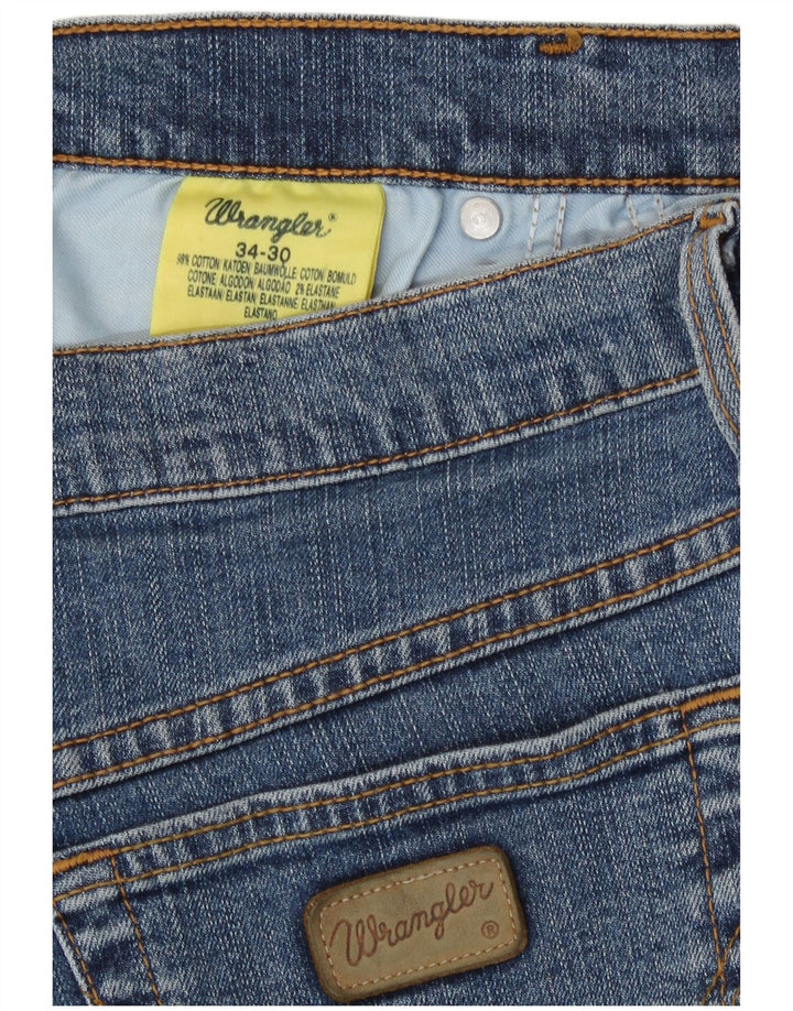 Wrangler Herre Regular Fit Slim Jeans W34 L30 Blå Bomuld