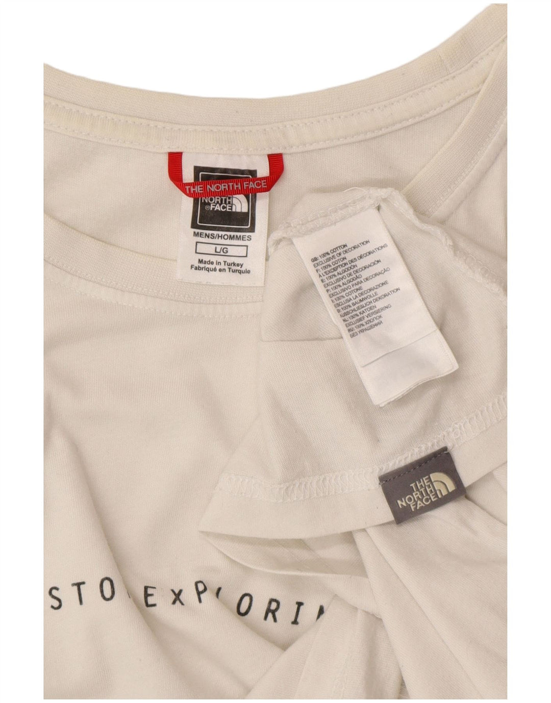 THE NORTH FACE Herre Grafisk T-Shirt Top Stor Hvid Bomuld