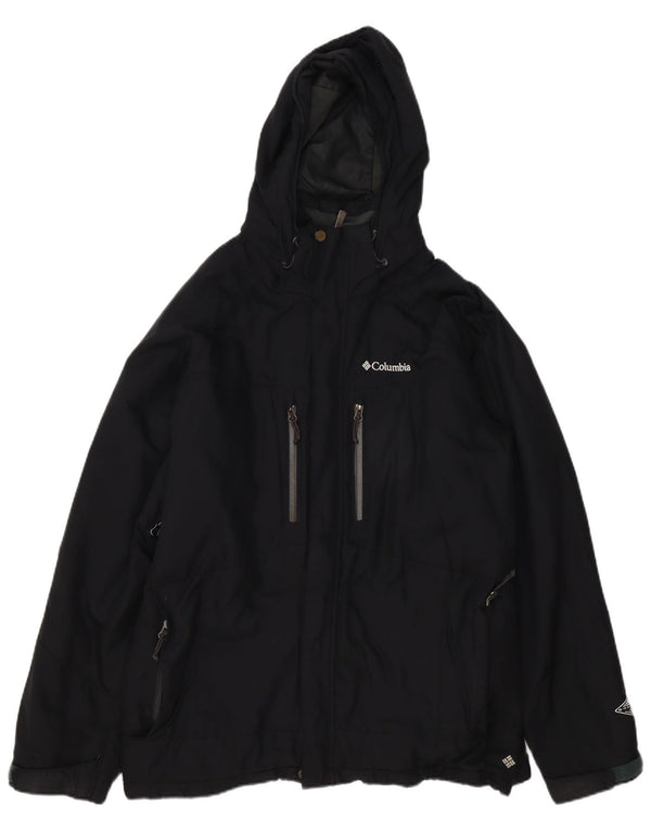 Columbia Herre Hooded Windbreaker Jacket UK 40 Large Black Polyester