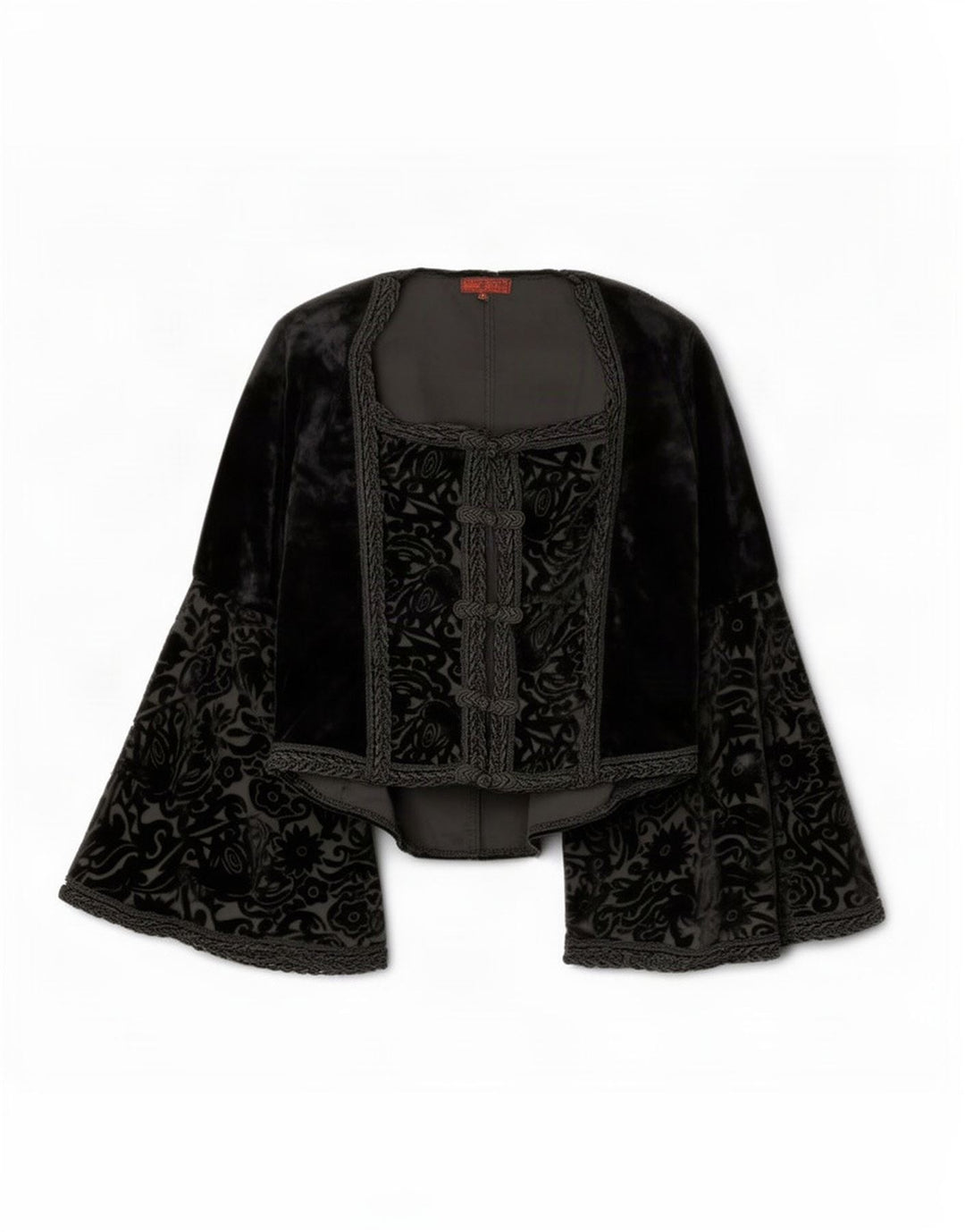 Inter-Moden Dame Velour Cardigan Top EU 38/40 Medium Sort Paisley