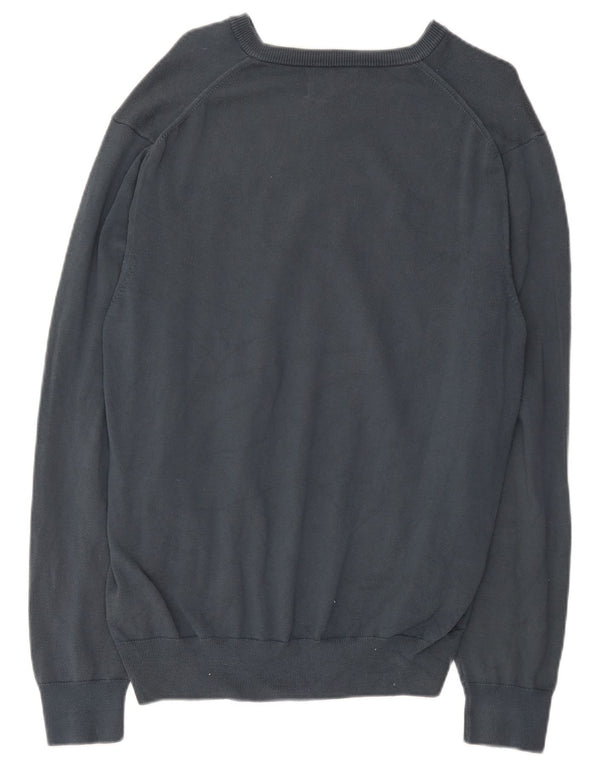 Marks & Spencer Mens V-Neck Jumper Sweater XL Grey Cotton