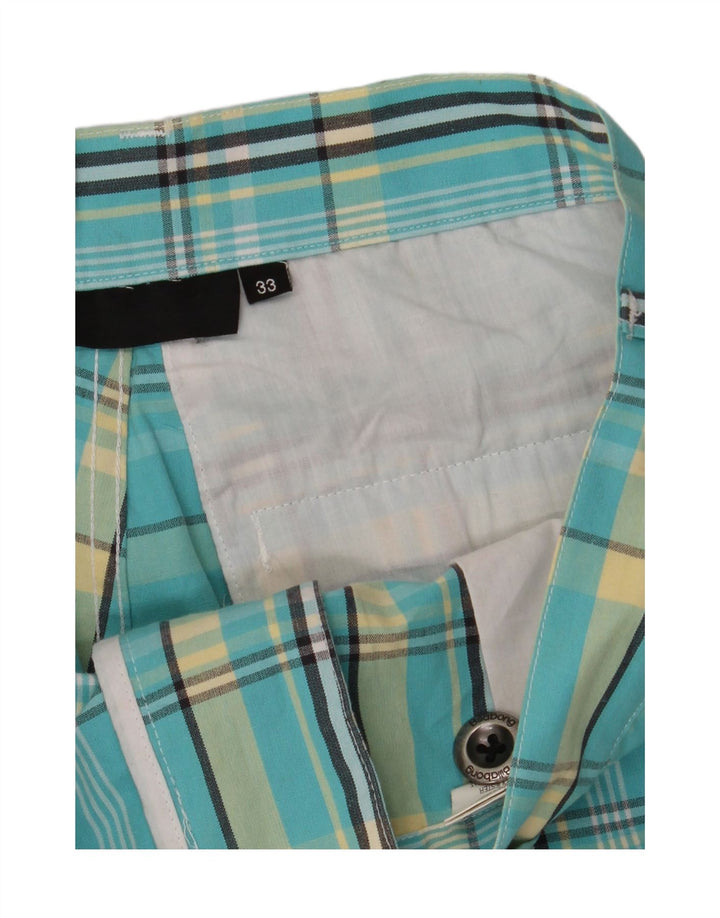 BILLABONG Mens Chino Shorts W33 Medium Turquoise Check Cotton