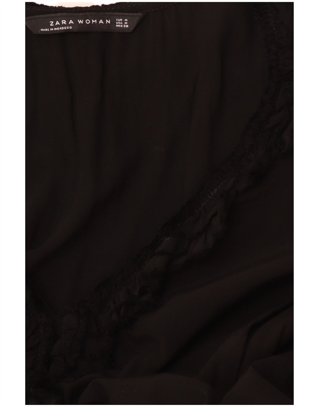 ZARA Dame Flæse Forreste Langærmet A-Line Kjole UK 12 Medium Sort