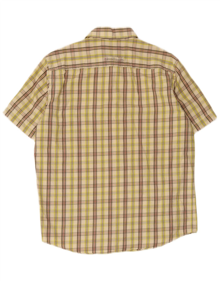Camel Active Herre moderne pasform kortærmet skjorte medium beige ternet bomuld