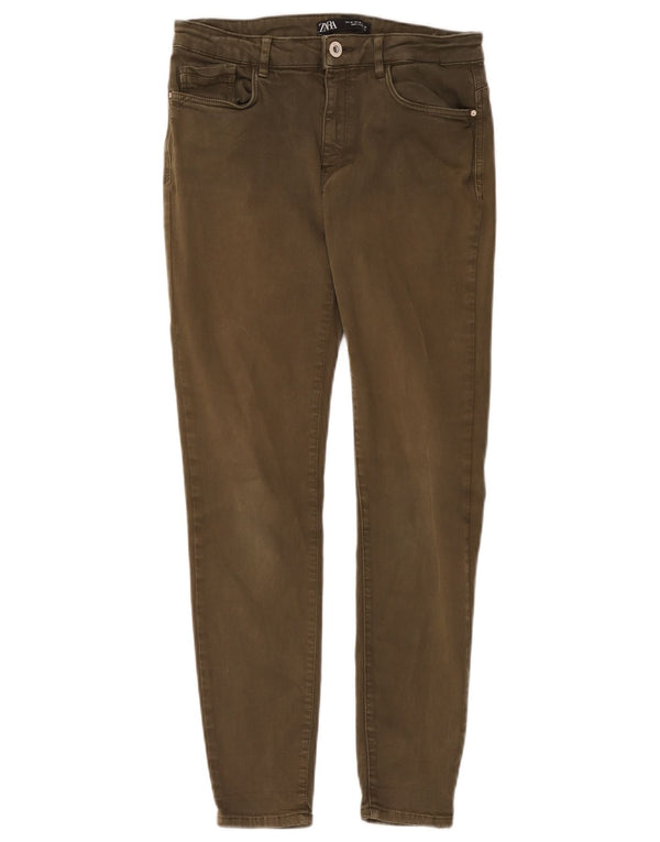 Zara Womens Cropped Jeans EU 40 Medium W30 L26 Khaki Bomuld