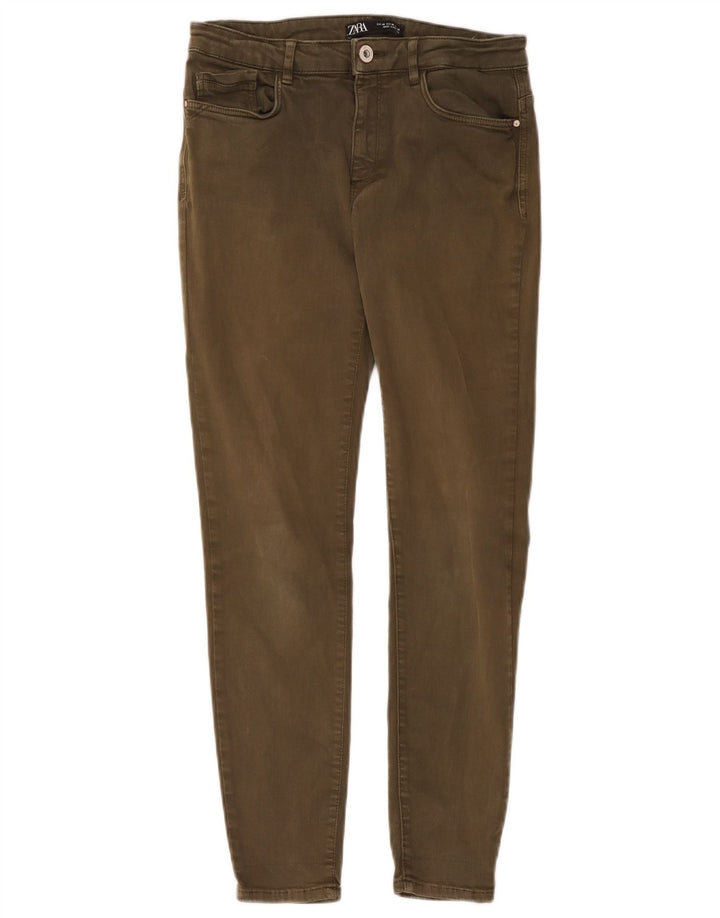 Zara Womens Cropped Jeans EU 40 Medium W30 L26 Khaki Bomuld