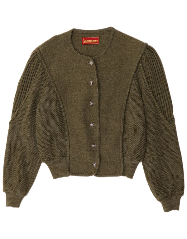 Geiger Dame Cardigan Sweater EU 42 Stor Grøn Uld