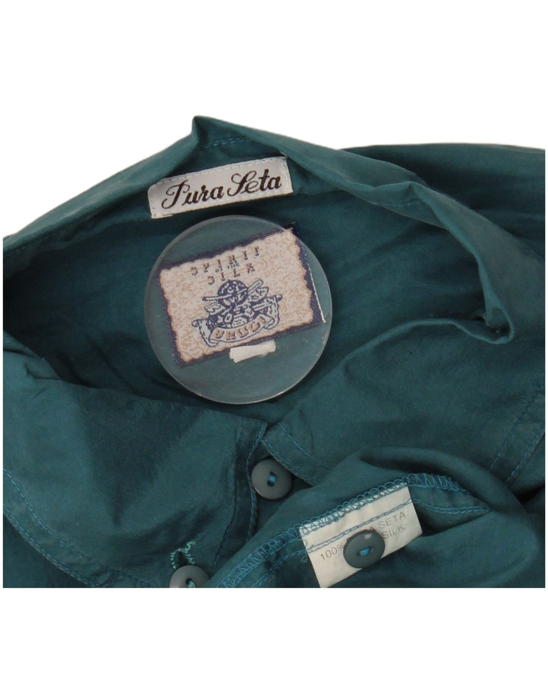 VINTAGE kortærmet herreskjorte med løs pasform mellemgrøn silke