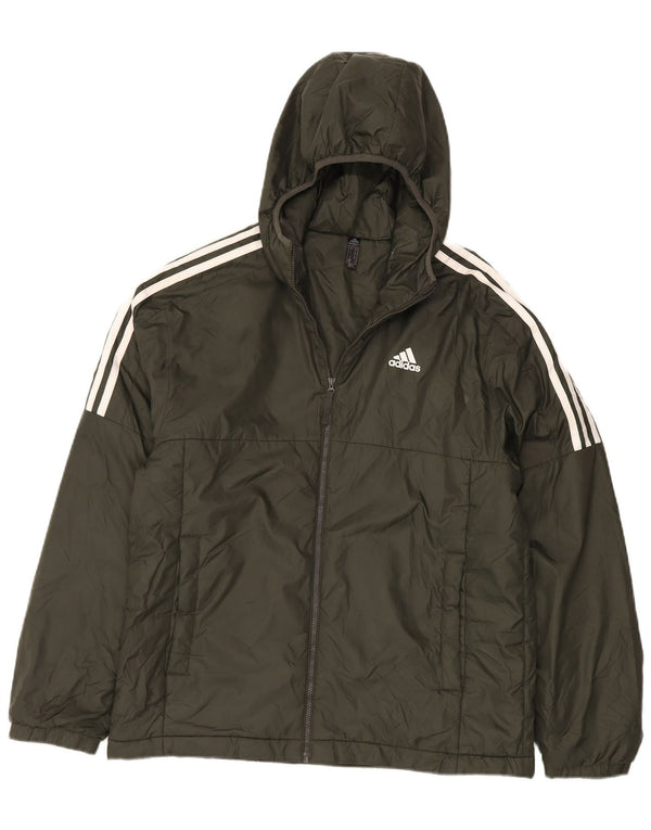 Adidas Herre hættepolstret jakke UK 38 Medium Khaki Polyester