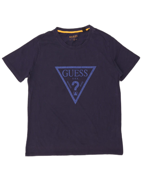 GUESS Herre grafisk T-shirt Top Stor marineblå bomuld