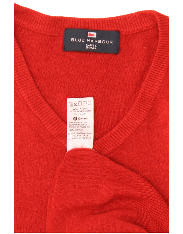 Marks & Spencer Herre Blue Harbor V-hals sweater 2XL rød akryl
