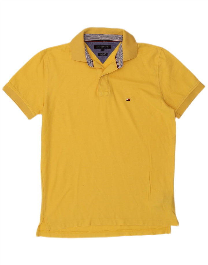 TOMMY HILFIGER Mens Regular Fit Polo Shirt Medium Yellow Cotton