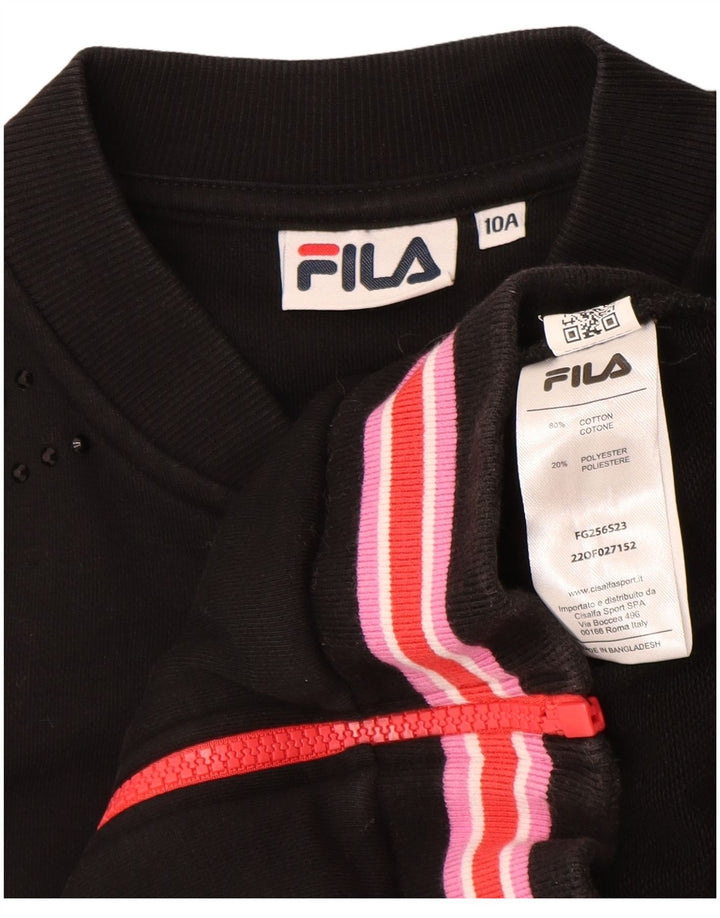 FILA Pige Træningsdragt Topjakke 9-10 År Sort Bomuld