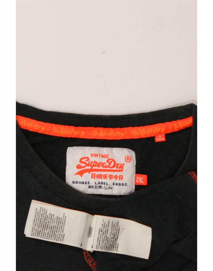 SUPERDRY Mens T-Shirt Top 2XL Grey Cotton Vintage Superdry and Second-Hand Superdry from Messina Hembry 