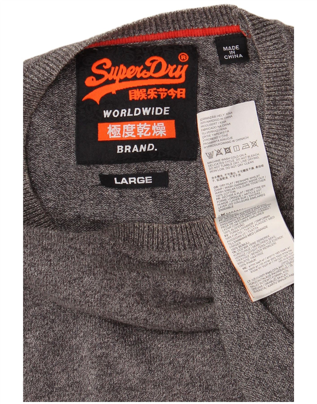 SUPERDRY Herre sweater med rund hals, stor grå bomuld
