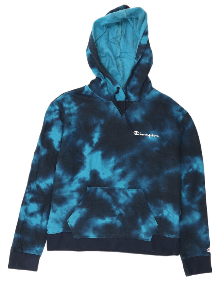 CHAMPION Dame hættetrøje Jumper UK 14 Medium Navy Blue Tie Dye