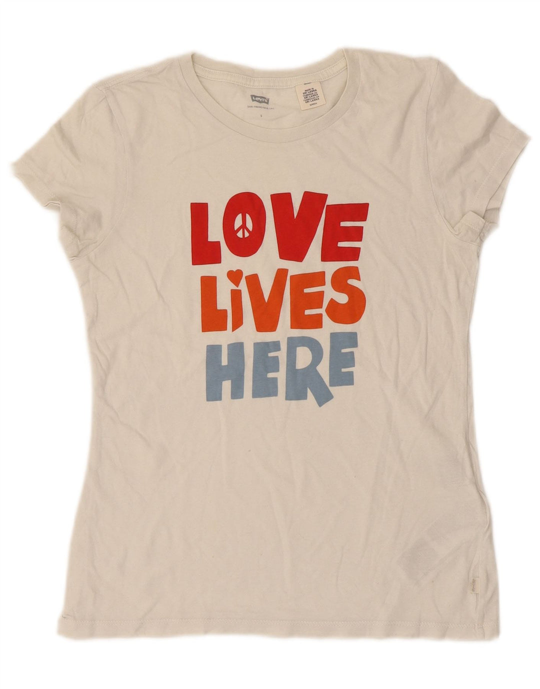 Levi's Grafisk T-shirt top til kvinder UK 8 Lille hvid bomuld