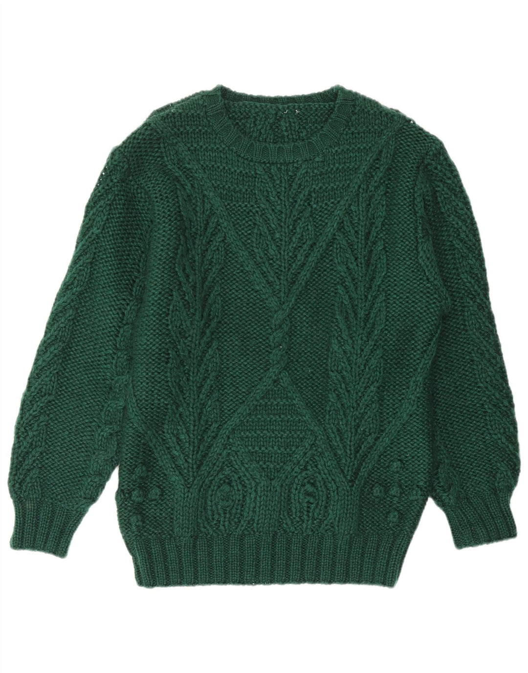 Vintage herre sweater med rund hals, stor grøn