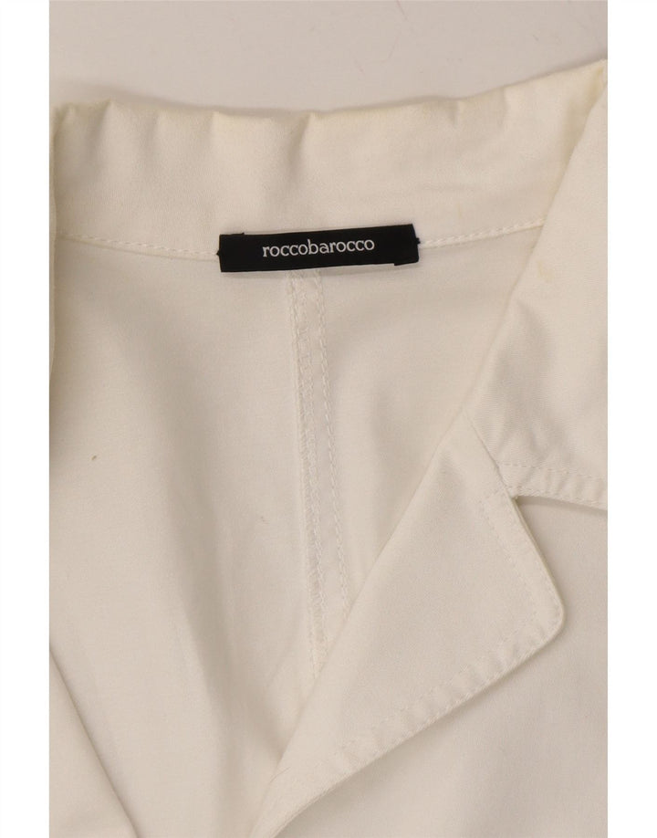 ROCCOBAROCCO Womens 2 Button 2 Piece Suit IT 46 Large W34 L30 White Cotton Vintage Roccobarocco and Second-Hand Roccobarocco from Messina Hembry 