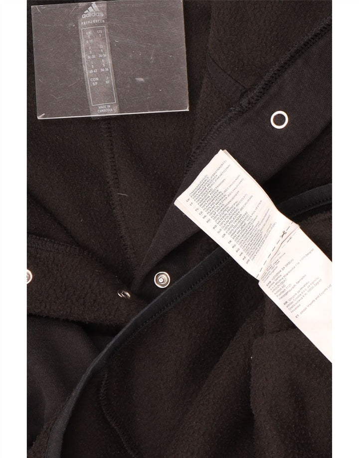 ADIDAS oversized fleecetrøje med hætte til kvinder UK 8/10 Lille sort polyester