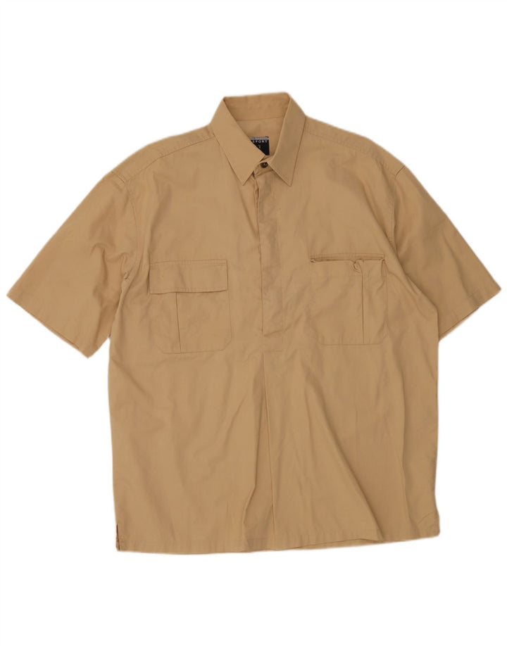 Trussardi Kortærmet Herreskjorte Medium Beige Bomuld