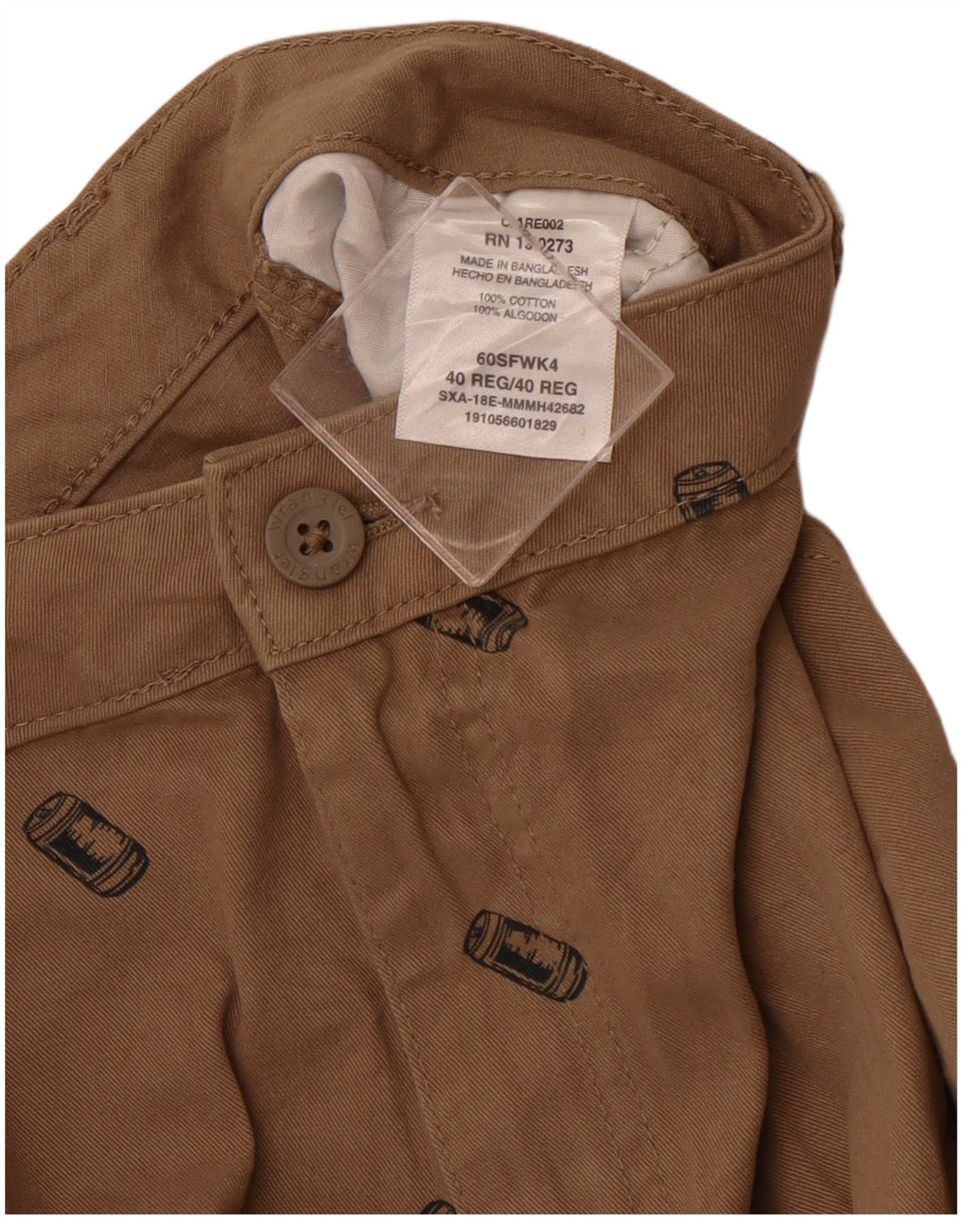 WRANGLER Grafiske Cargo Shorts til mænd W40 XL Brun Bomuld