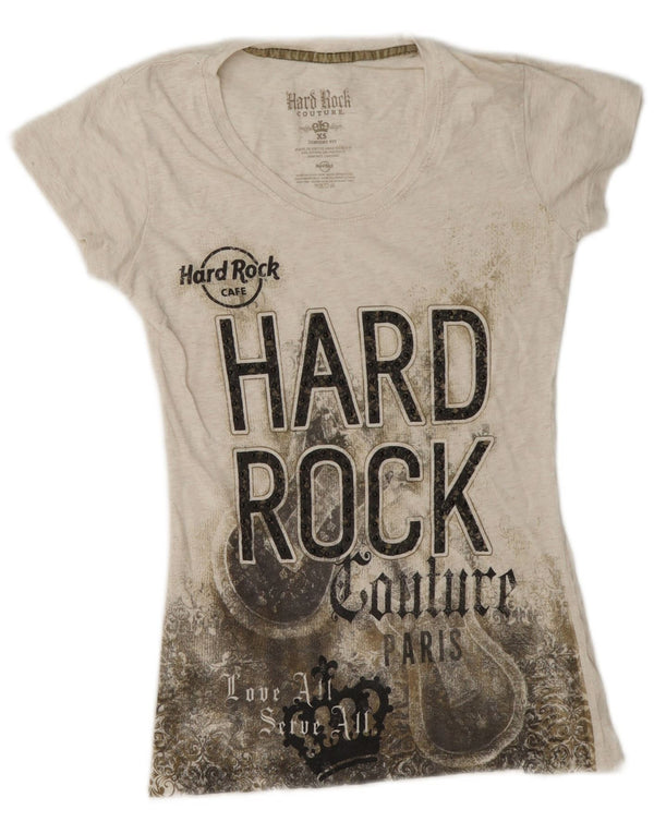 Hard Rock Couture Piger Paris Grafisk T-Shirt Top 13-14 år XS Grå