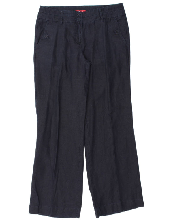 MONSOON Dame Chinobukser med brede ben UK 10 Small W32 L31 Navyblåt hør