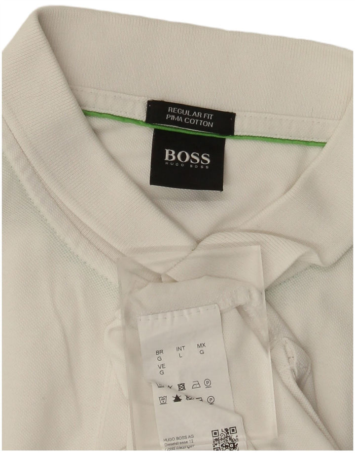 Hugo Boss Mens Regular Fit Polo Shirt Large White Cotton