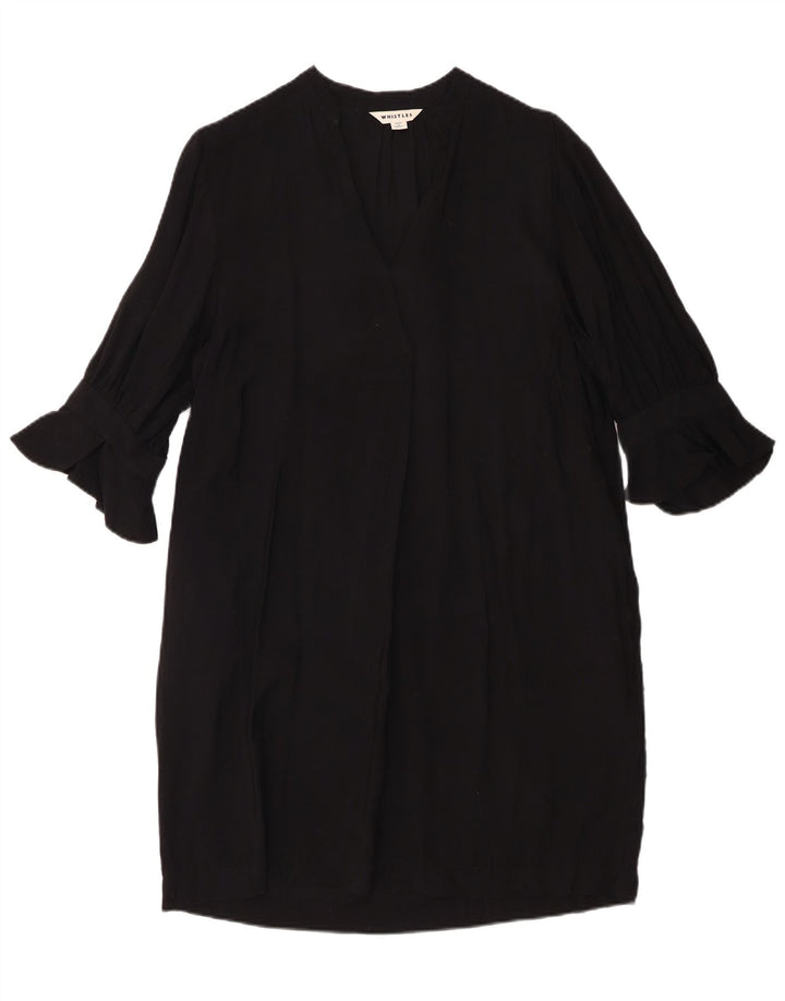 Whistles Dame 3/4 ærmer Oversized Shift Dress UK 10 Small Black Viscose