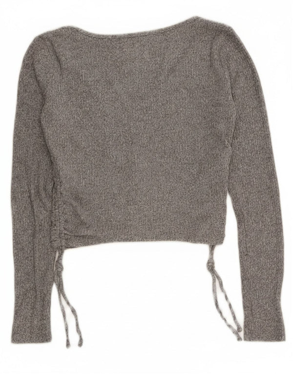 Hollister Womens Crop Cardigan Sweater UK 10 Small Grey Viscose