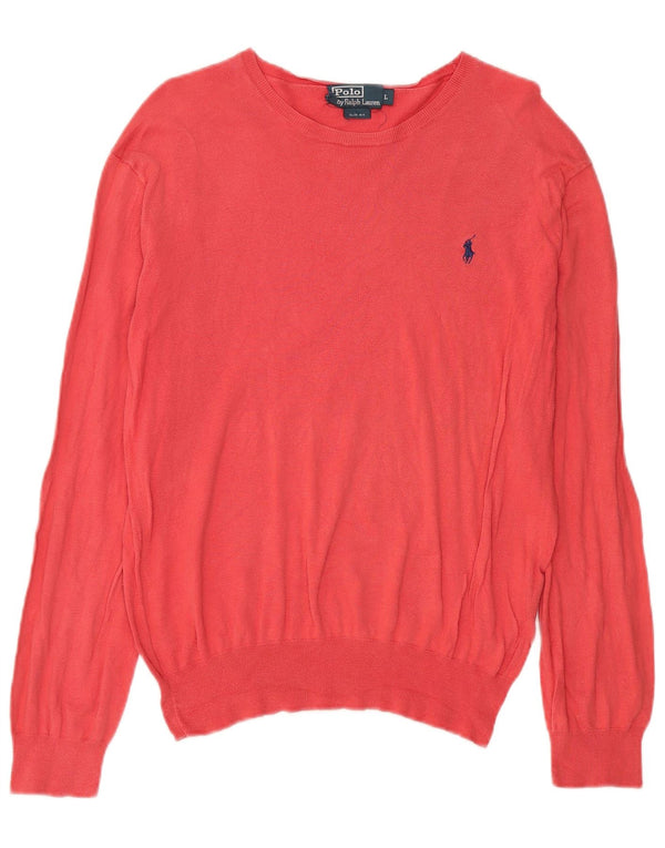 Polo Ralph Lauren Herre Slim Fit Jumper Sweater med rund hals Stor rød bomuld