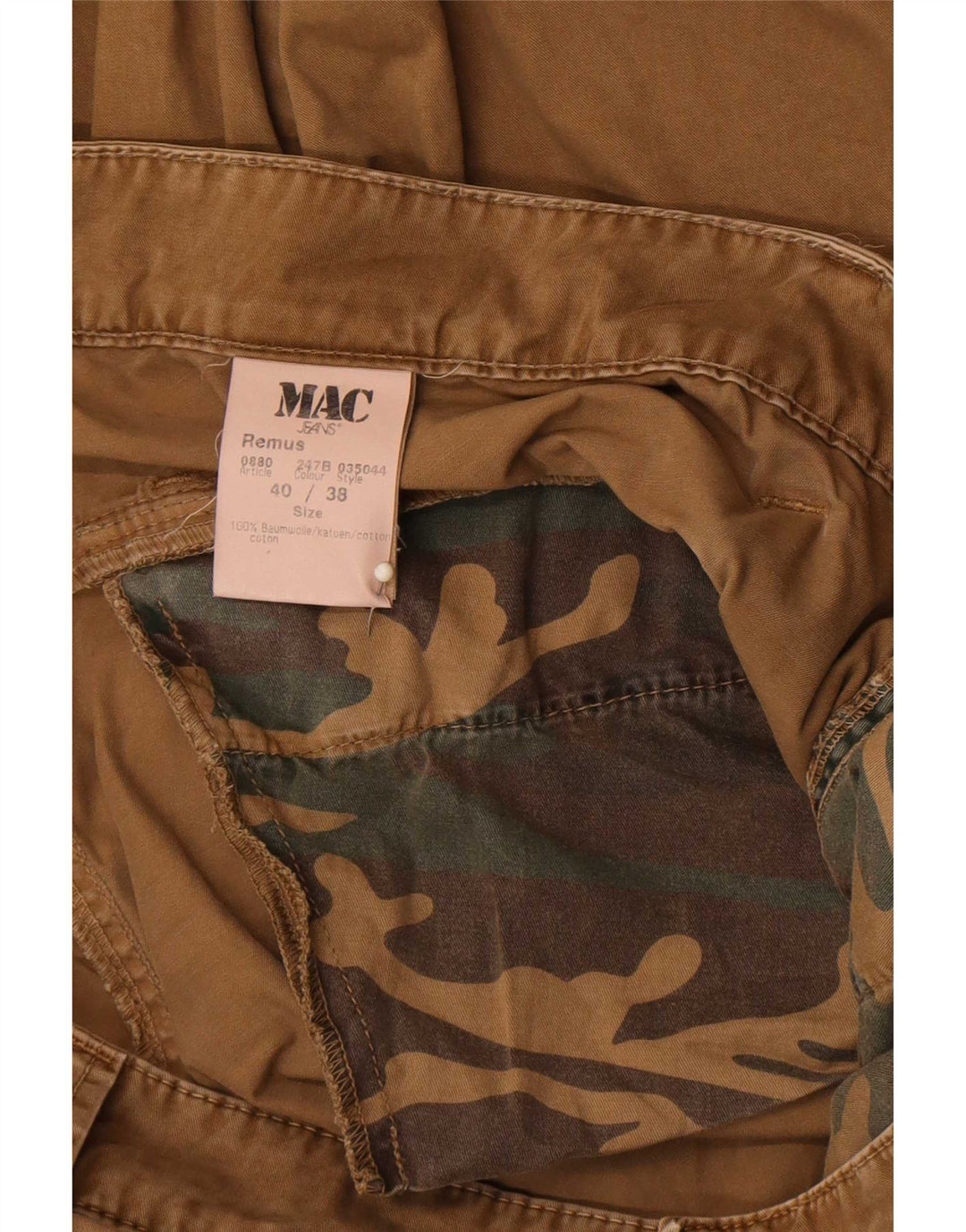 Mac Straight Cargo bukser til mænd W40 L38 brun bomuld