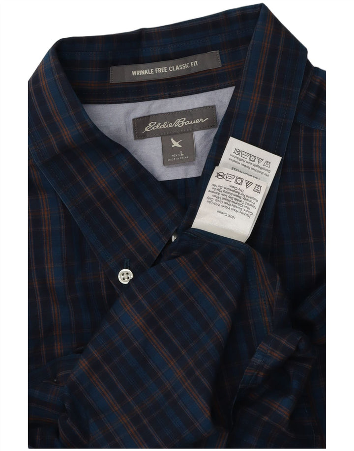 Eddie Bauer Herre Classic Fit skjorte Stor marineblå ternet bomuld