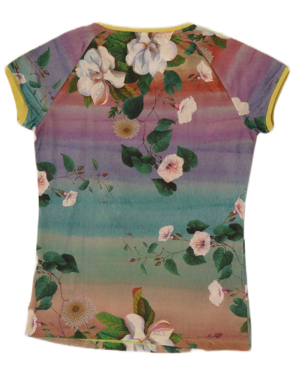 Adidas T-shirt top til kvinder XS UK 6 flerfarvet blomsterpolyester